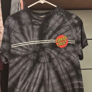 Santa Cruz Skateboards Black Tie-Dye Short Sleeve Tee
